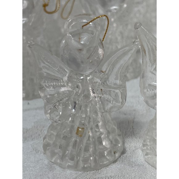 17 Plastic Vintage Clear Blown Glass Style Angel Tree Decor Christmas 2.5” tall - Picture 4 of 5